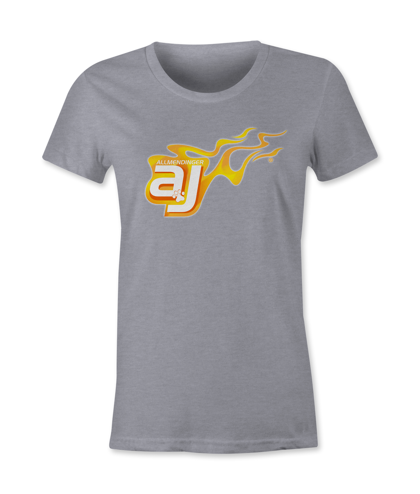 AJ Allmendinger - Women's Basic Tee Orange Flame Logo