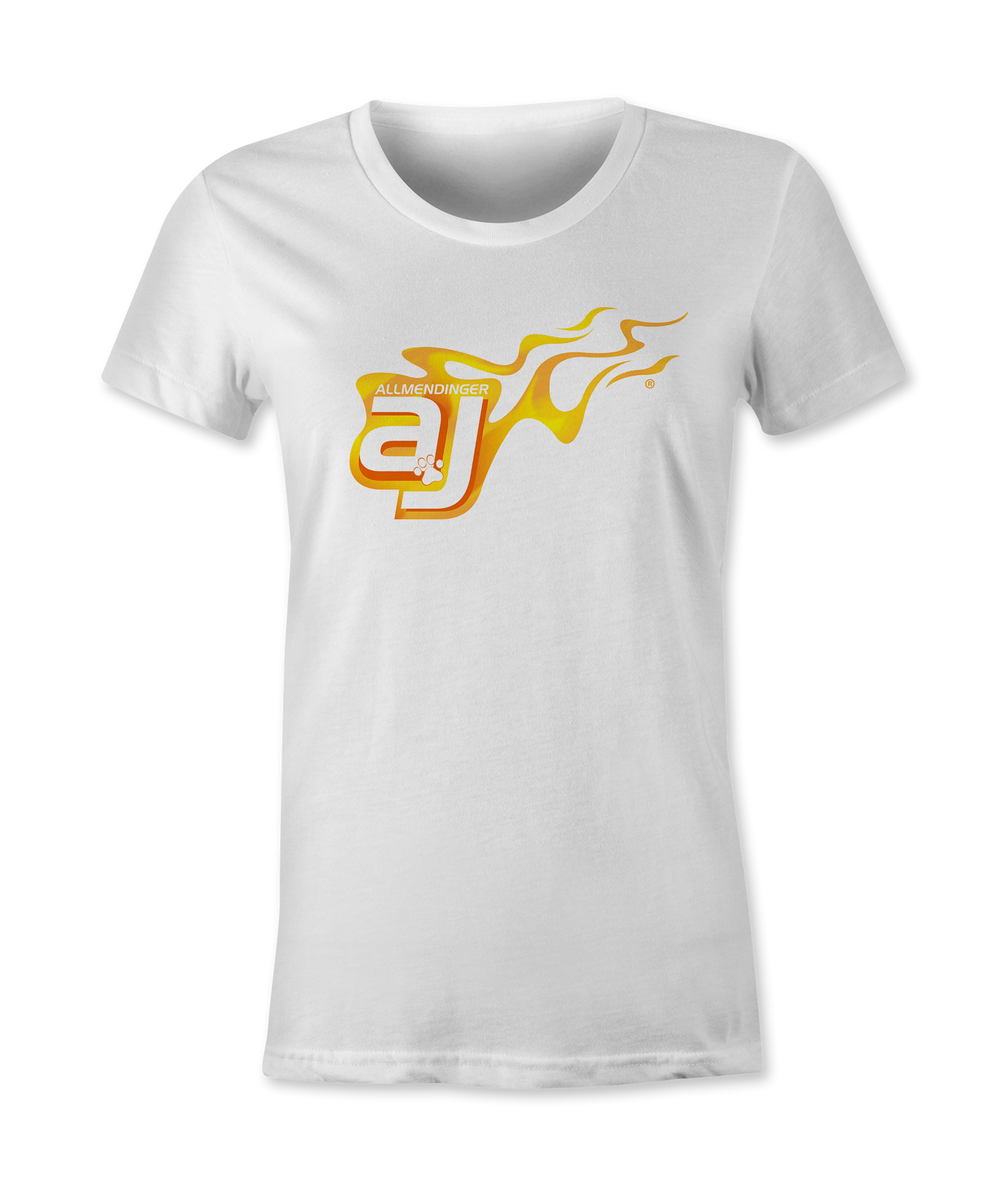AJ Allmendinger - Women's Basic Tee Orange Flame Logo