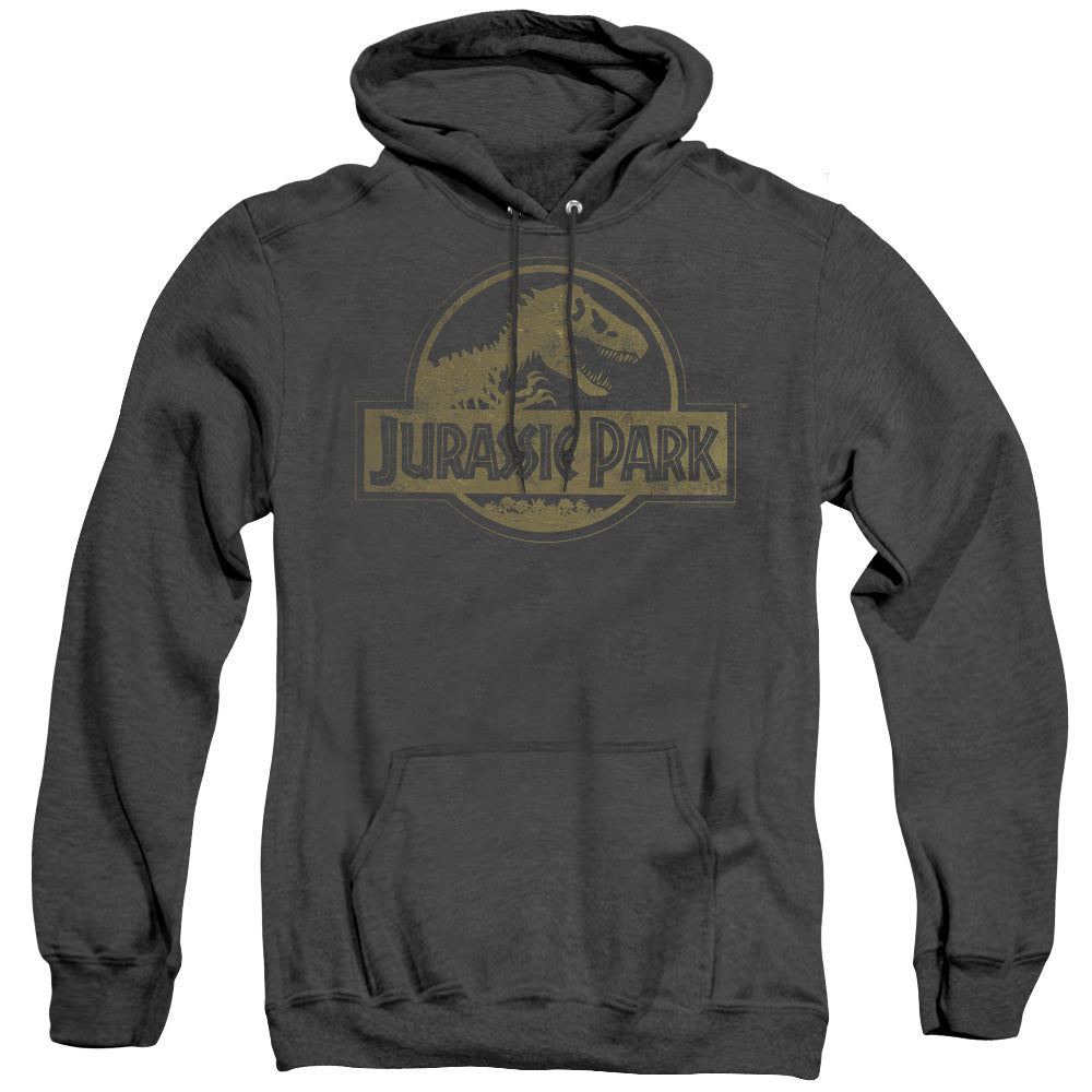 Jurassic Park Distressed Logo Mens Heather Hoodie Black Officially Licensed