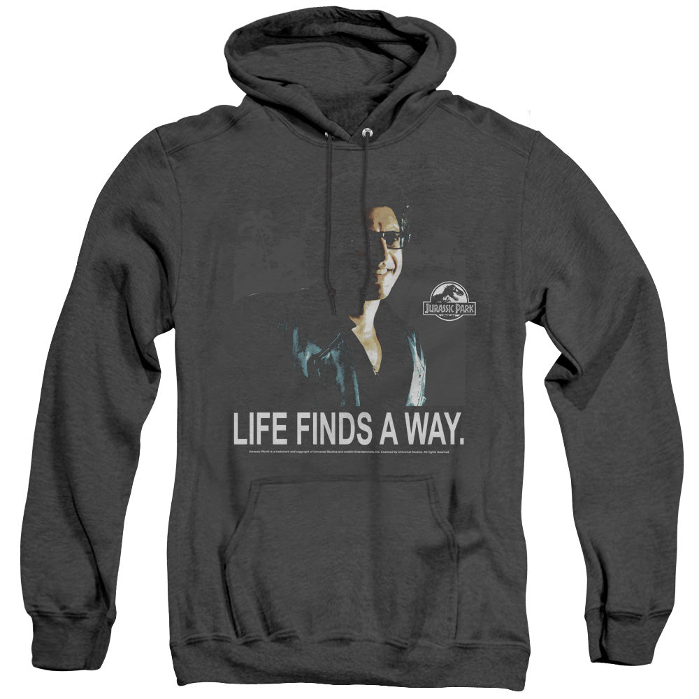 Jurassic Park Life Finds A Way Mens Heather Hoodie Black Officially Licensed