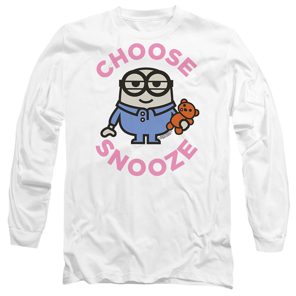 Minions Choose Snooze Mens Long Sleeve Shirt White