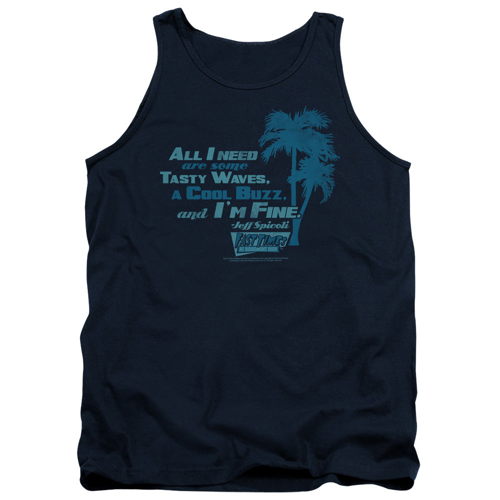Fast Times Ridgemont High All I Need Mens Tank Top Shirt Navy Navy Officially Licensed