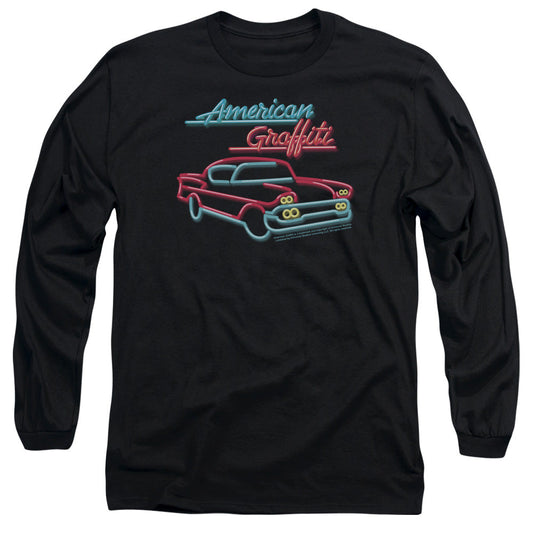 American Grafitti Neon Mens Long Sleeve Shirt Black Black Officially Licensed