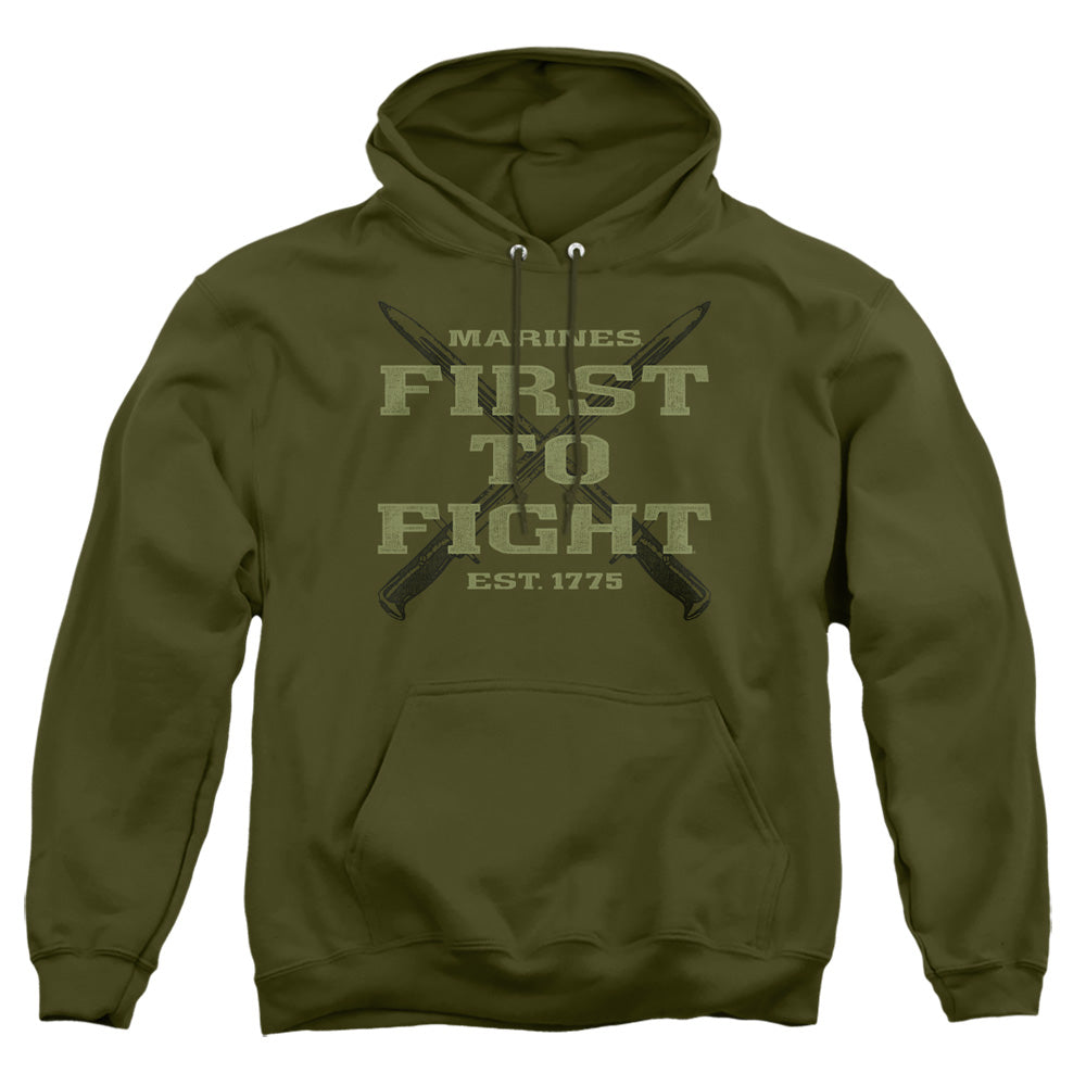 Us Marine Corps First Mens Hoodie Military Green Officially Licensed