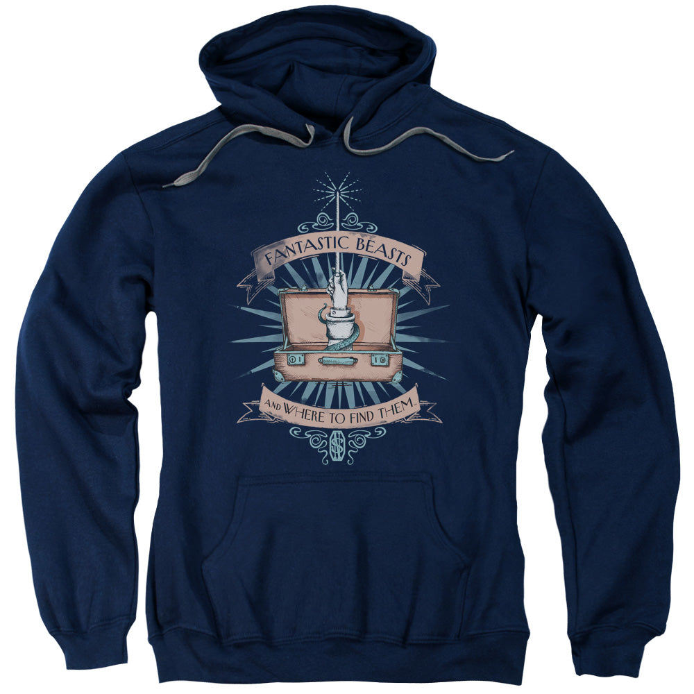 Fantastic Beasts Briefcase Mens Hoodie Navy Blue Officially Licensed