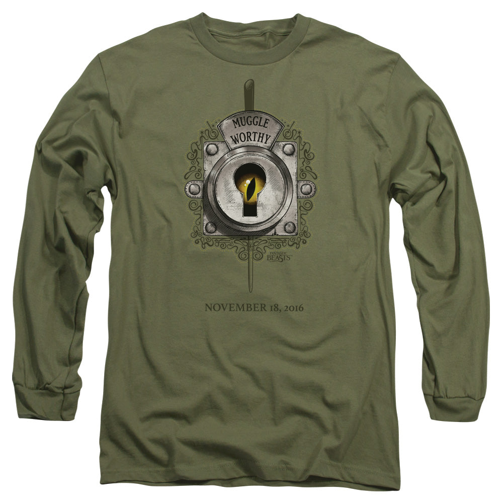 Fantastic Beasts Muggle Worthymens Long Sleeve Shirt Military Green Officially Licensed