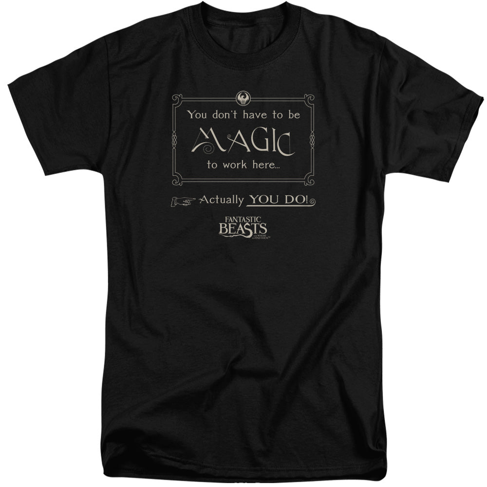 Fantastic Beasts Magic To Work Here Mens Tall T Shirt Black Officially Licensed