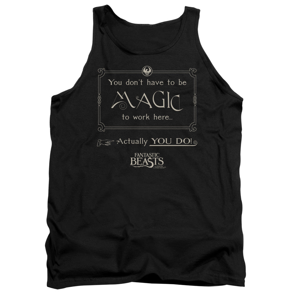 Fantastic Beasts Magic To Work Here Mens Tank Top Shirt Black Officially Licensed