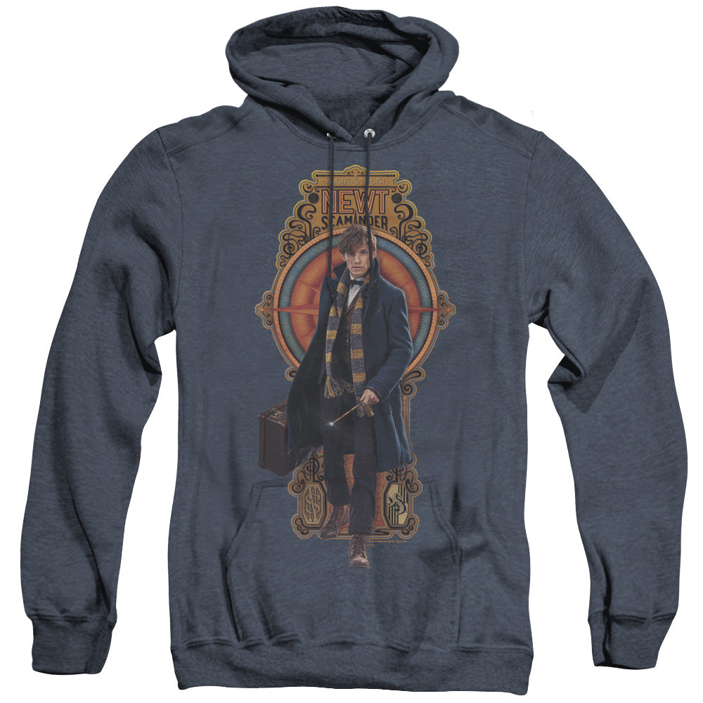Fantastic Beasts Newt Scamander Mens Heather Hoodie Navy Officially Licensed