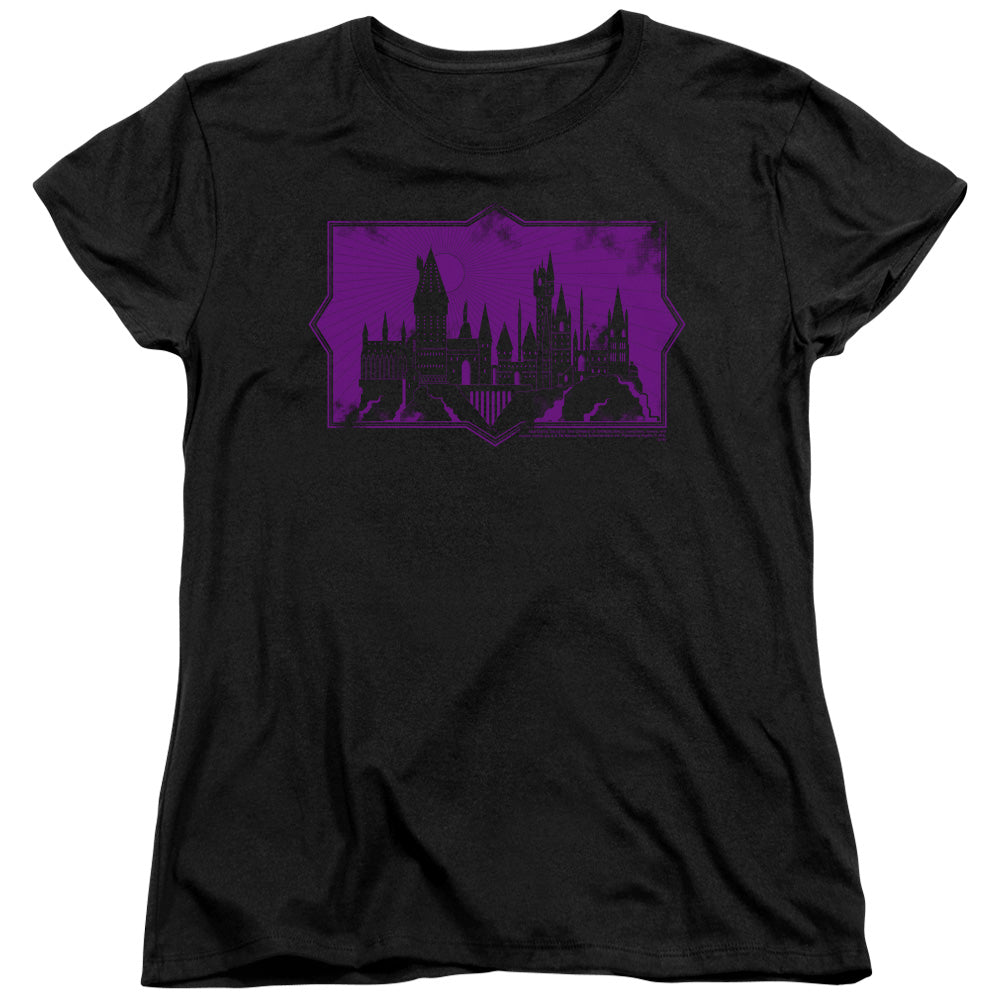 Fantastic Beasts 2 Hogwarts Silhouette Womens T Shirt Black Officially Licensed
