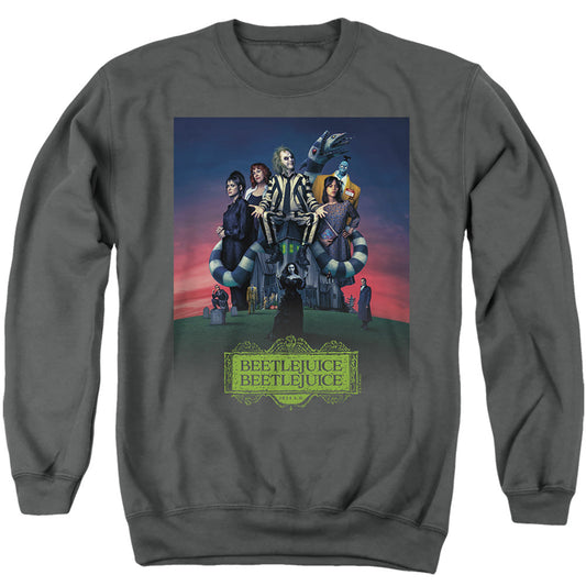 Beetlejuice Beetlejuice Gangs All Here Mens Crewneck Sweatshirt Charcoal Officially Licensed