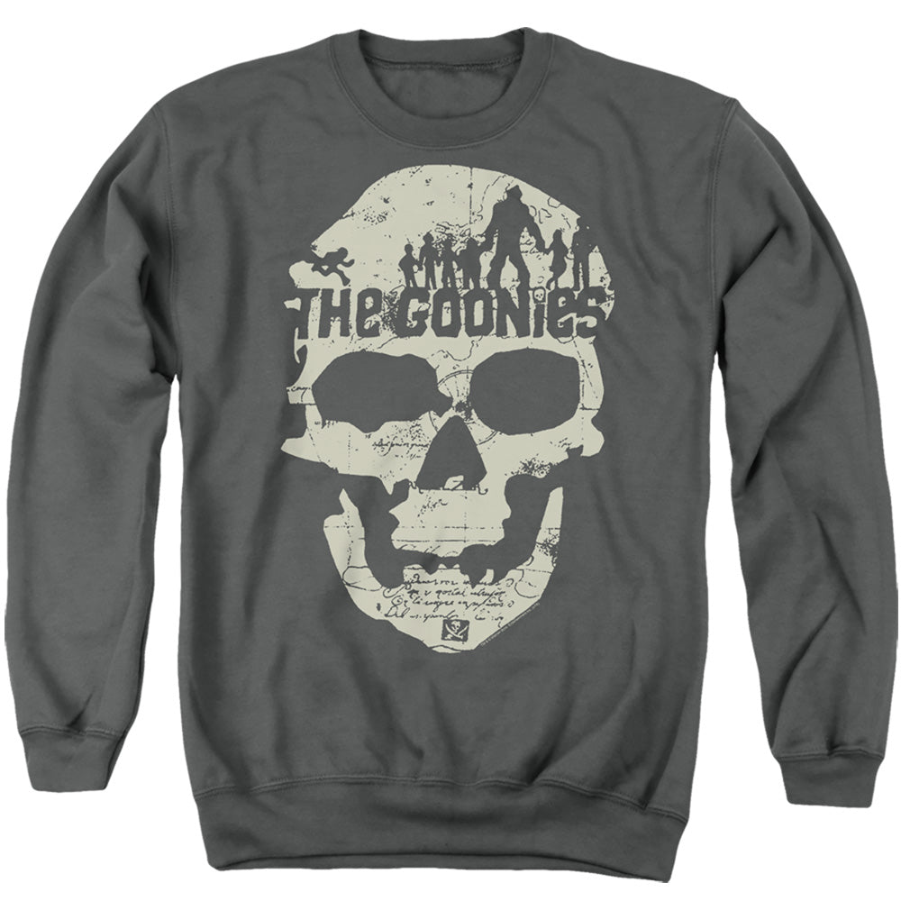 The Goonies Skull Map Mens Crewneck Sweatshirt Charcoal Officially Licensed