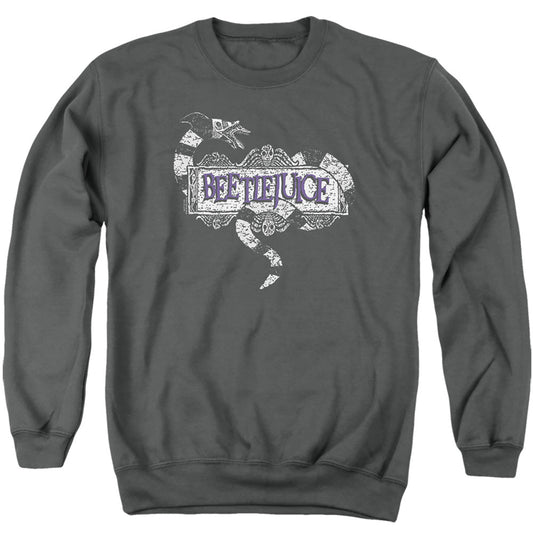Beetlejuice Logo Mens Crewneck Sweatshirt Charcoal Officially Licensed