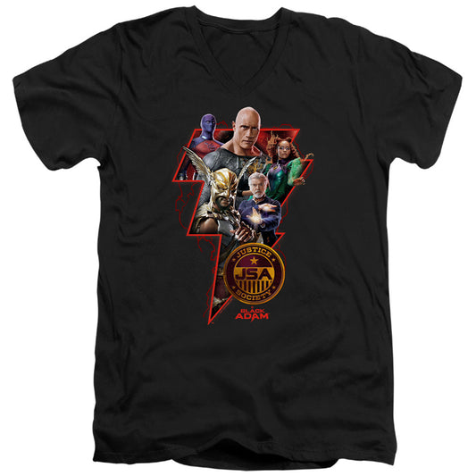 Black Adam Black Adam Character Bolt Mens Slim Fit V-Neck T Shirt Black Officially Licensed