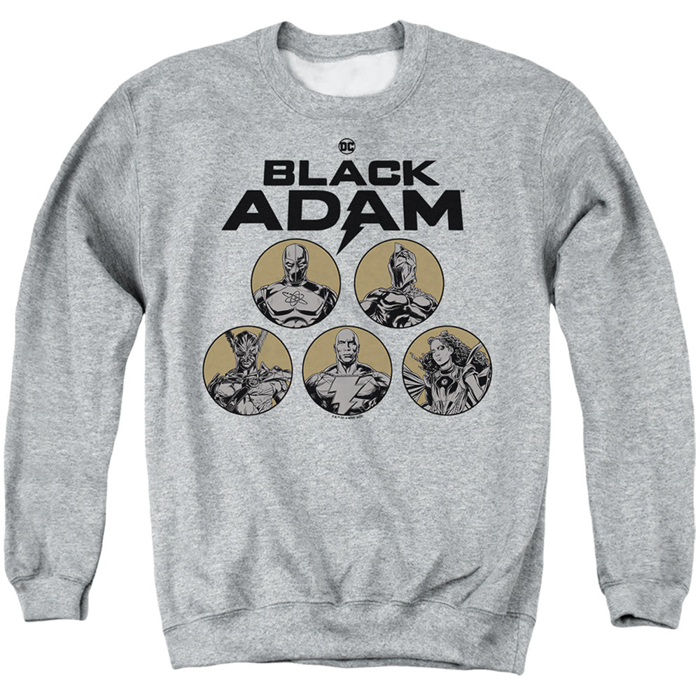 Black Adam Black Adam Contrast Group Mens Crewneck Sweatshirt Athletic Heather
