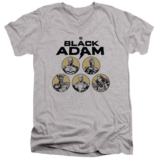 Black Adam Black Adam Contrast Group Mens Slim Fit V-Neck T Shirt Athletic Heather Officially Licensed