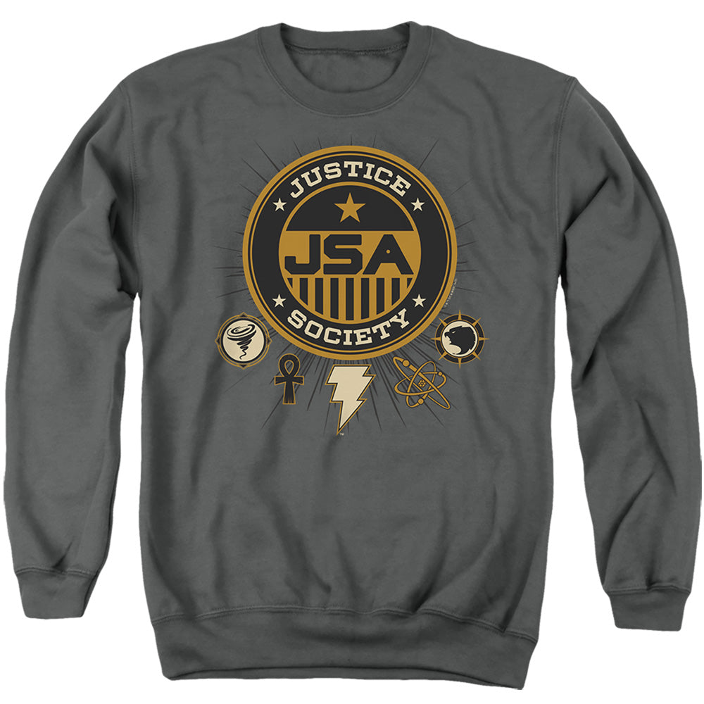 Black Adam Black Adam Justice Society Mens Crewneck Sweatshirt Charcoal Officially Licensed