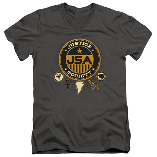 Black Adam Black Adam Justice Society Mens Slim Fit V-Neck T Shirt Charcoal Officially Licensed