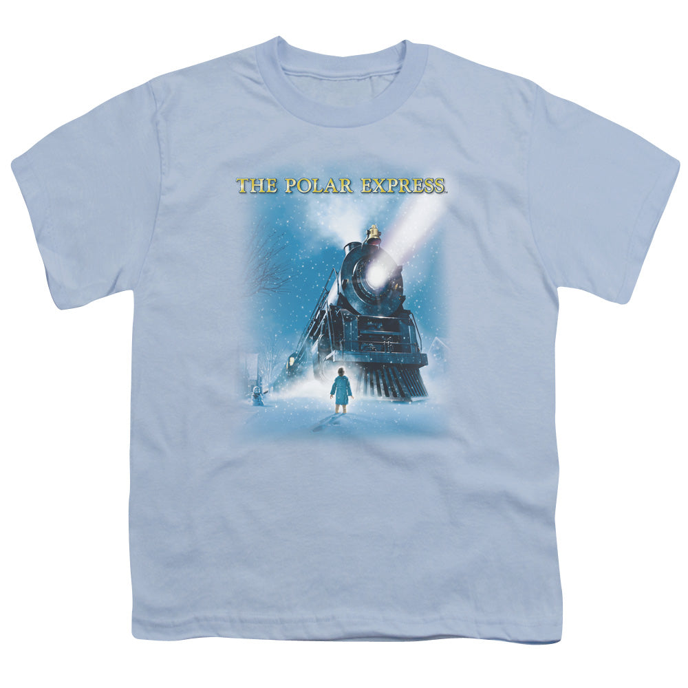 The Polar Express Big Train Kids Youth T Shirt Light Blue Officially Licensed