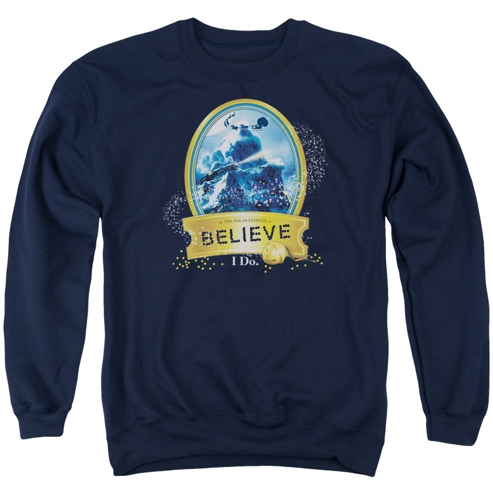 Polar Express True Believer Mens Crewneck Sweatshirt Navy Officially Licensed