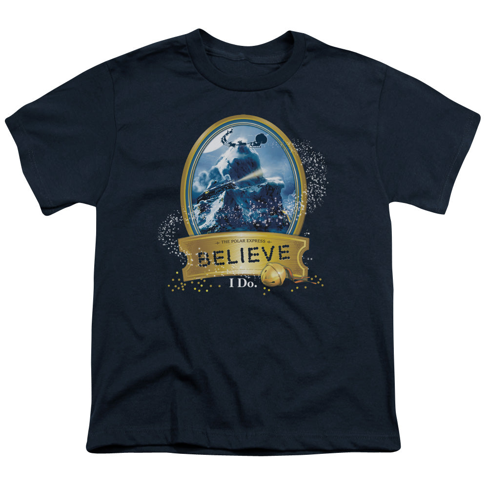 The Polar Express True Believer Kids Youth T Shirt Navy Blue Officially Licensed