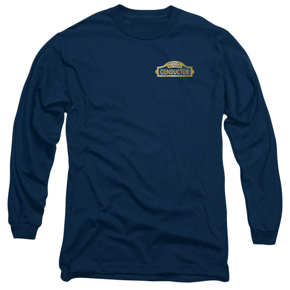 Polar Express Conductor Mens Long Sleeve Shirt Navy Officially Licensed