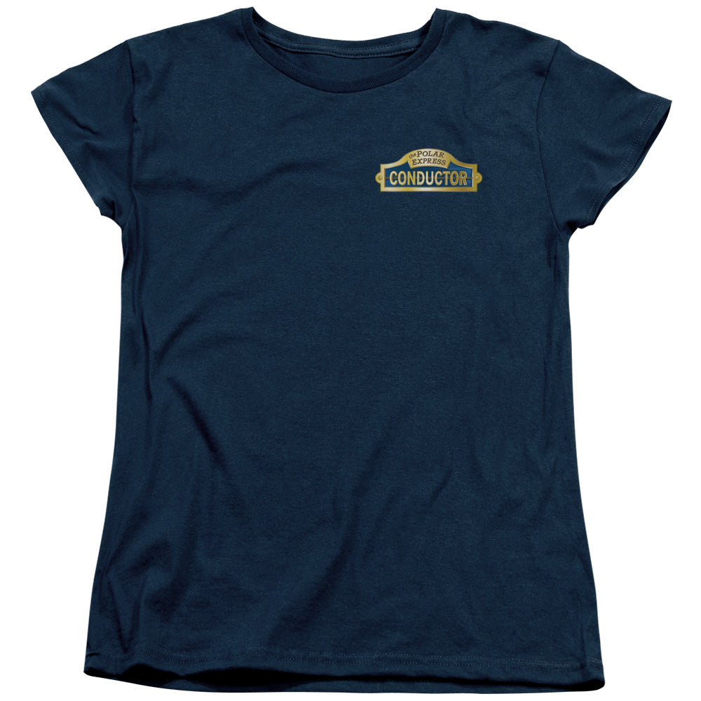 The Polar Express Conductor Womens T Shirt Navy Blue Officially Licensed
