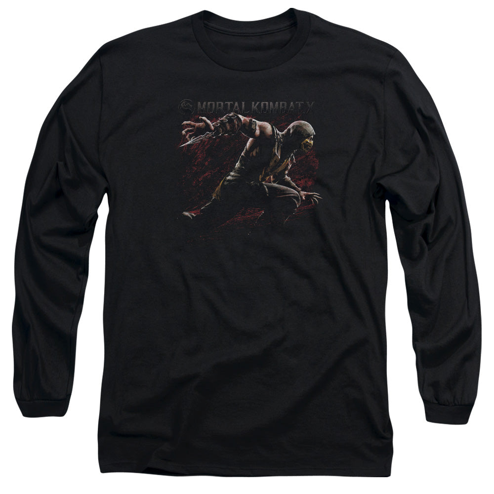 Mortal Kombat X Scorpion Lunge Mens Long Sleeve Shirt Black Officially Licensed