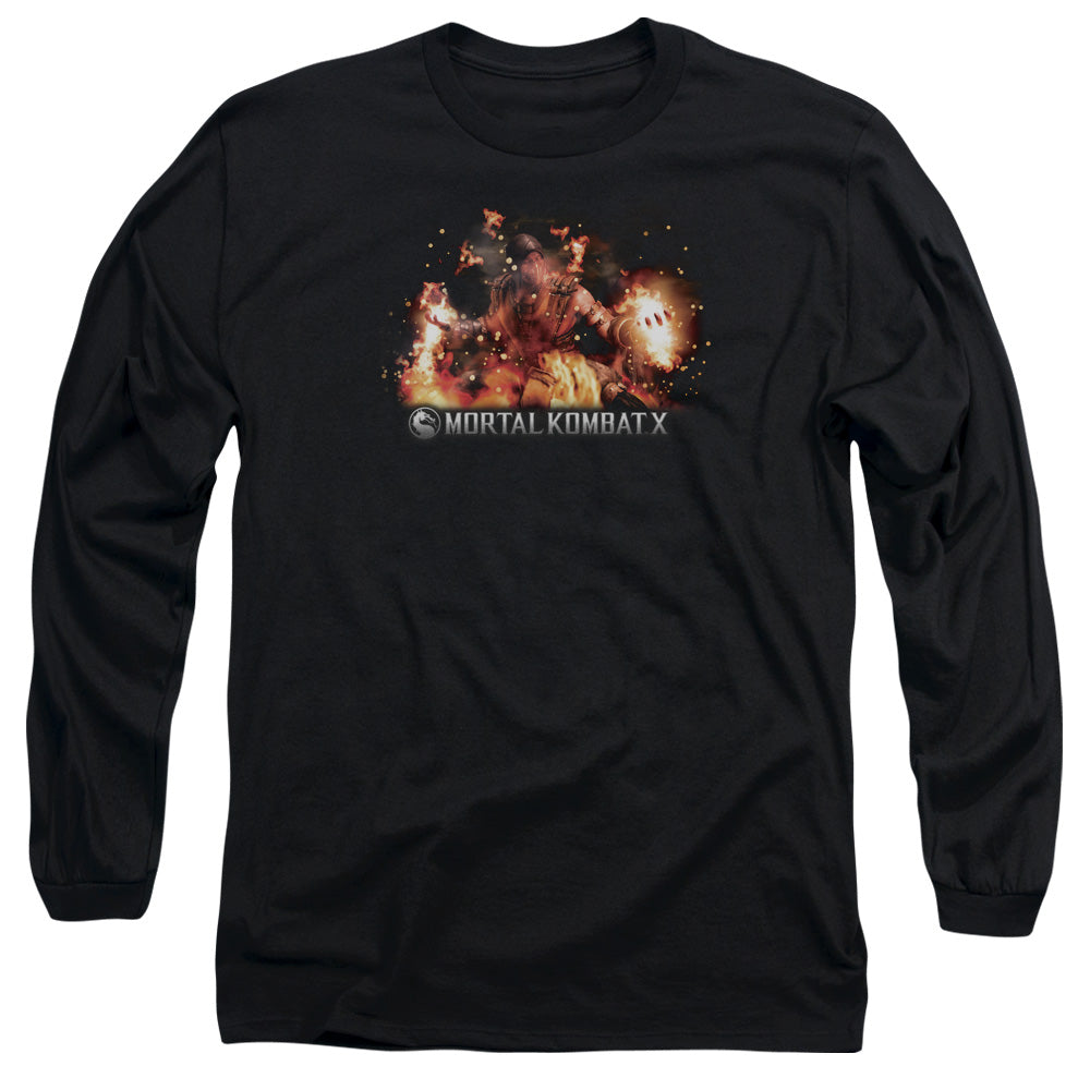 Mortal Kombat X Scorpio Flames Mens Long Sleeve Shirt Black Officially Licensed