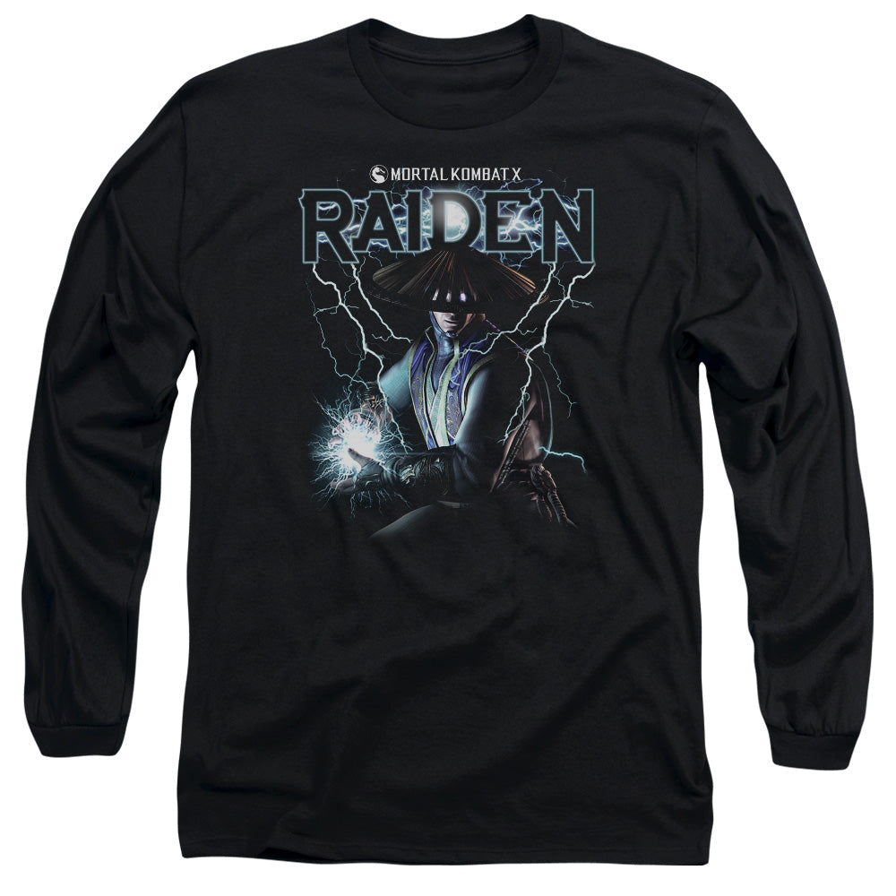 Mortal Kombat Raiden Mens Long Sleeve Shirt Black Officially Licensed
