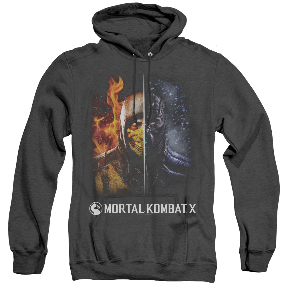 Mortal Kombat Fire And Ice Mens Heather Hoodie Black Officially Licensed
