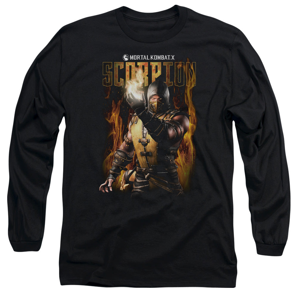 Mortal Kombat Scorpion Mens Long Sleeve Shirt Black Officially Licensed