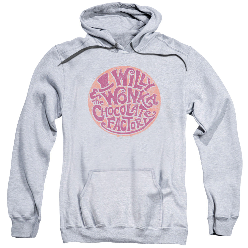 Willy Wonka And The Chocolate Factory Circle Logo Mens Hoodie Athletic Heather Officially Licensed