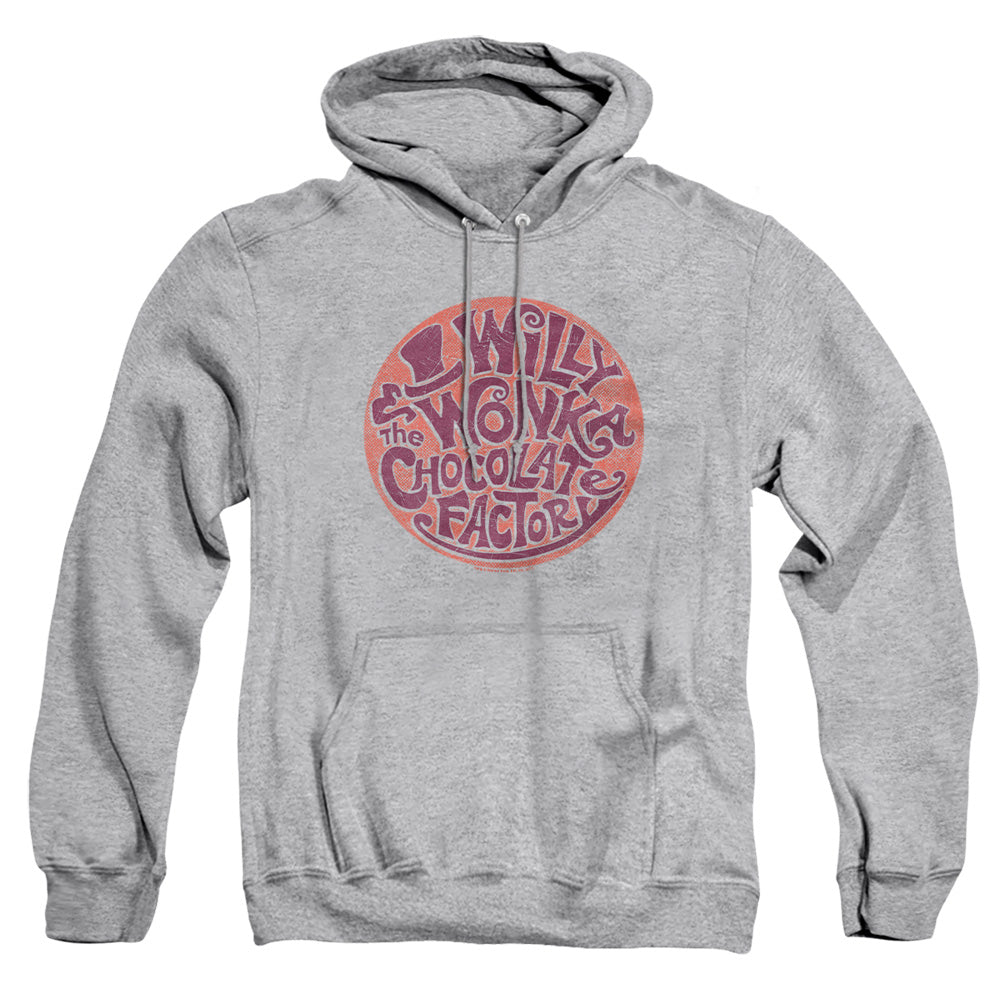 Willy Wonka And The Chocolate Factory Circle Logo Mens Hoodie Athletic Heather Officially Licensed