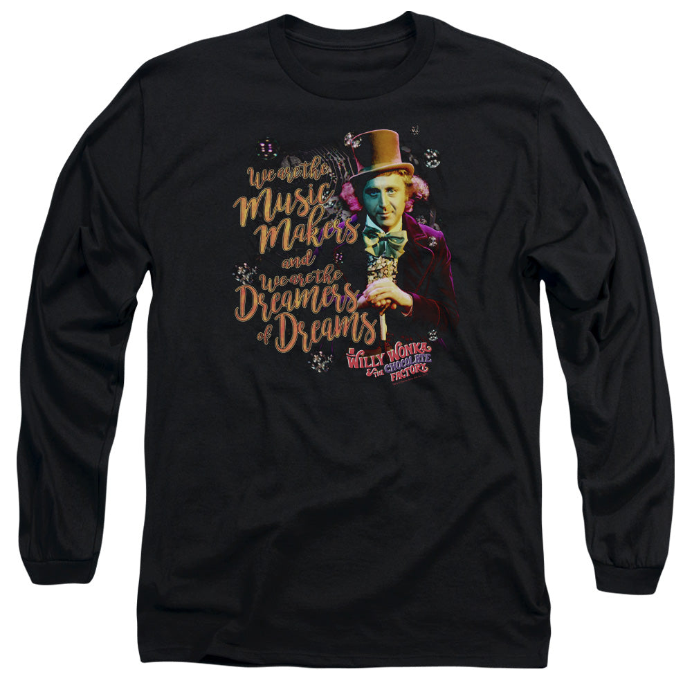 Willy Wonka And The Chocolate Factory Music Makers Mens Long Sleeve Shirt Black Officially Licensed