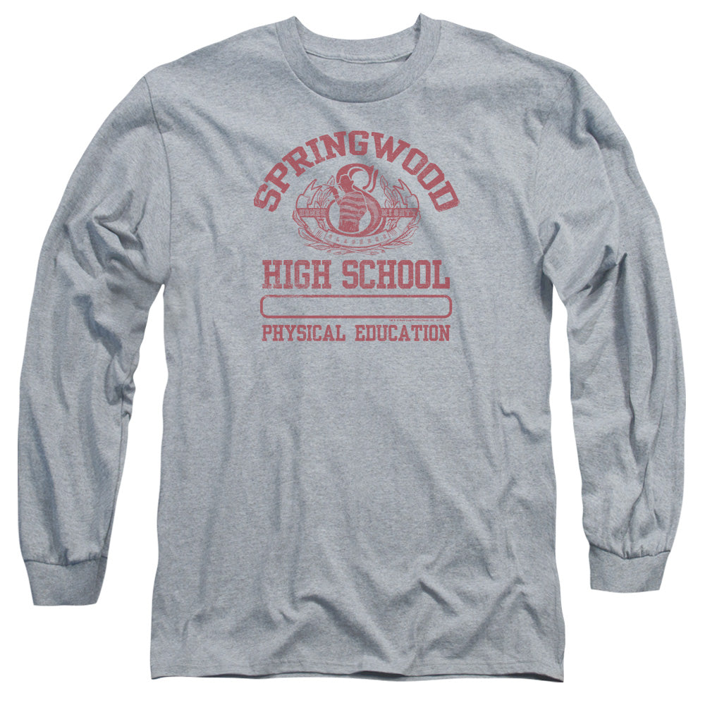 Nightmare On Elm Street Springwood High Mens Long Sleeve Shirt Athletic Heather Officially Licensed