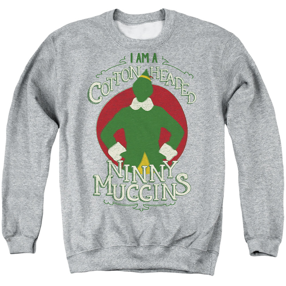 Elf Cotton Headed Mens Crewneck Sweatshirt Athletic Heather