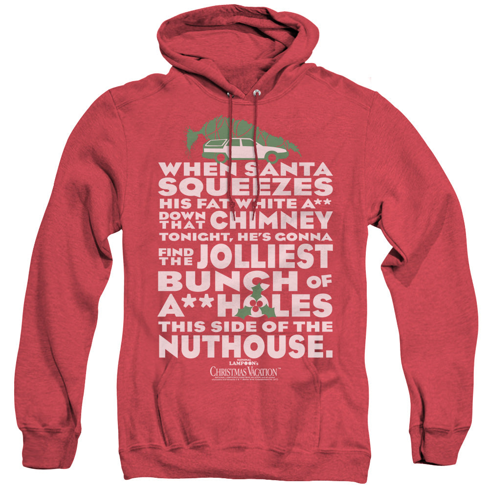 Christmas Vacation Jolliest Bunch Mens Heather Hoodie Red Officially Licensed