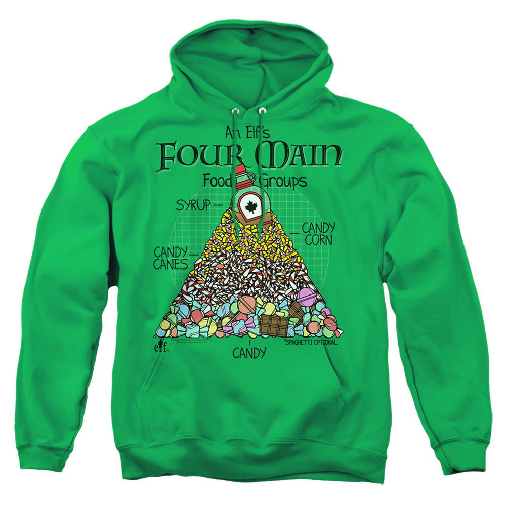 Elf Food Pyramid Mens Hoodie Kelly Green Officially Licensed