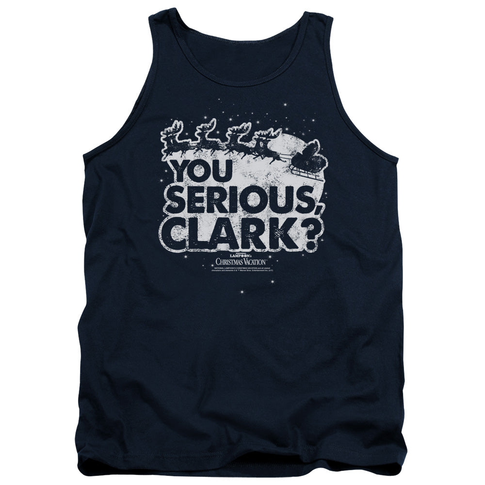 Christmas Vacation You Serious Clark Mens Tank Top Shirt Navy Blue Officially Licensed