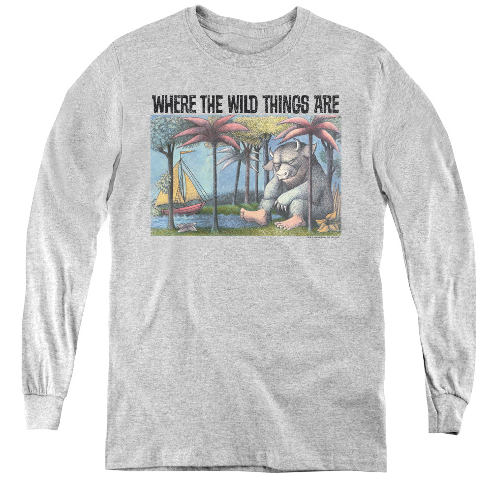 Where The Wild Things Are Cover Art Long Sleeve Kids Youth T Shirt Athletic Heather Officially Licensed