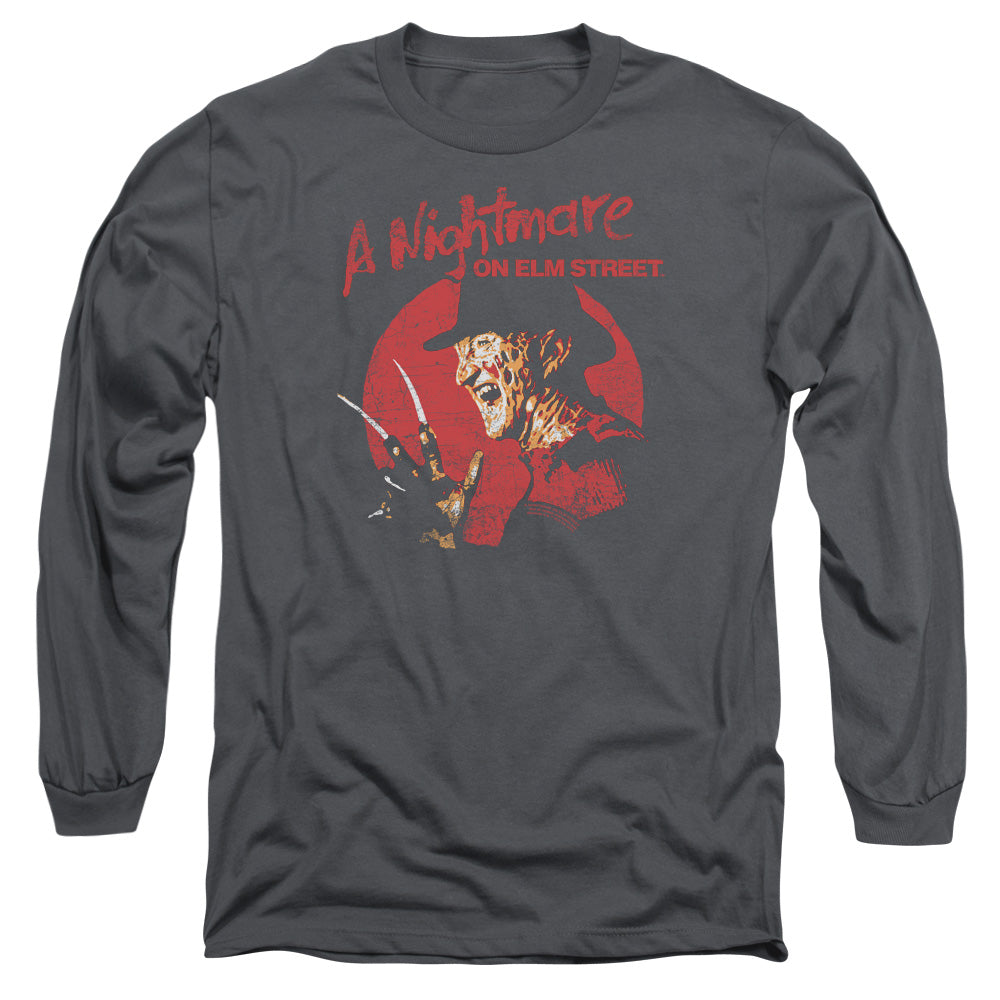 Nightmare On Elm Street Freddy Circle Mens Long Sleeve Shirt Charcoal Officially Licensed