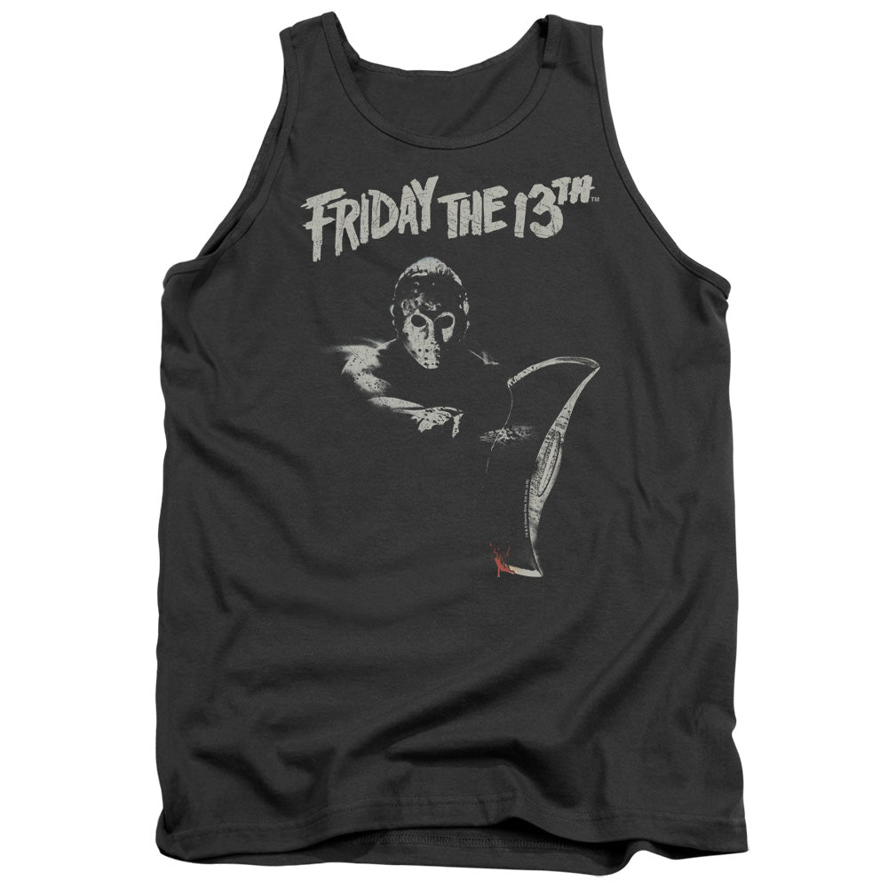 Friday The 13Th Ax Mens Tank Top Shirt Charcoal Officially Licensed