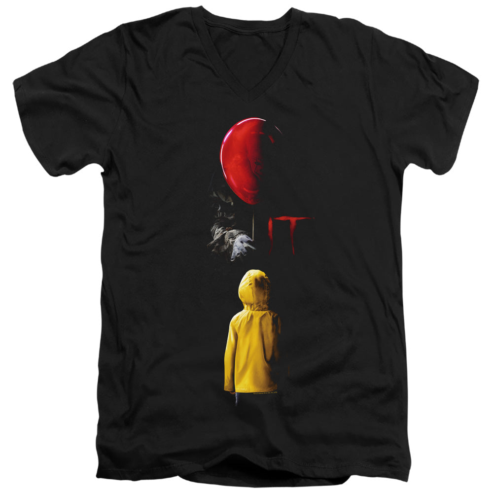 IT Red Balloon Mens Slim Fit V-Neck T Shirt Black Officially Licensed