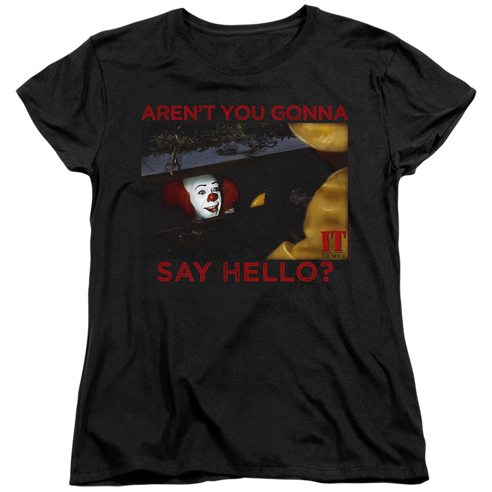 IT 1990 Hello Womens T Shirt Black Officially Licensed