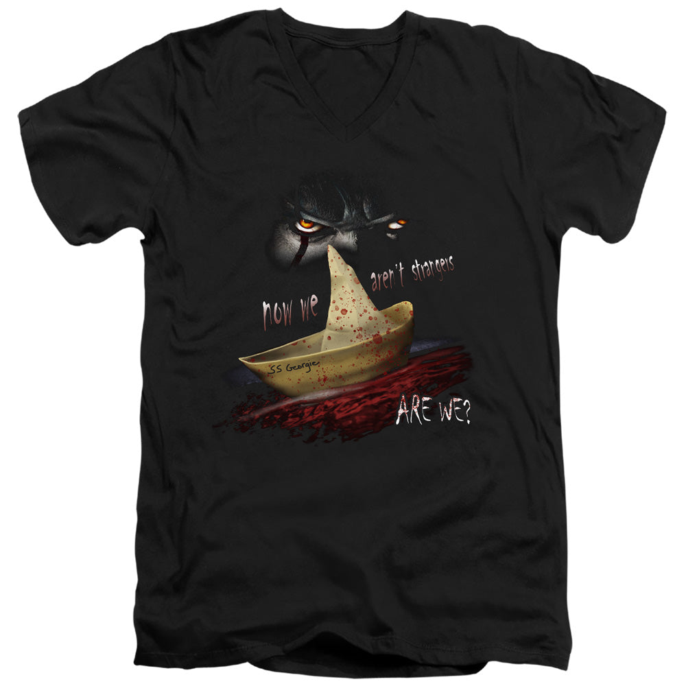 IT Now We Arent Strangers Mens Slim Fit V-Neck T Shirt Black Officially Licensed