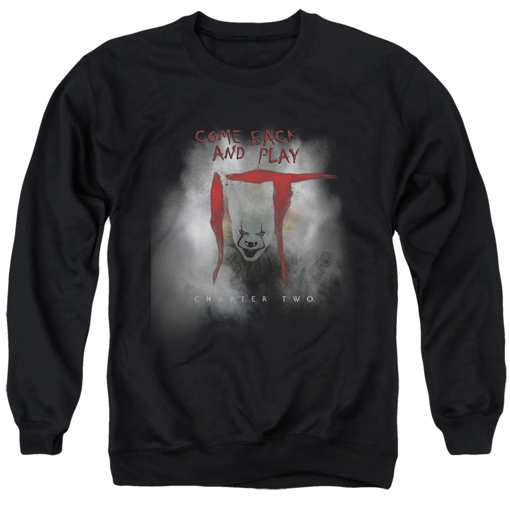 IT 2 Come Back And Play Mens Crewneck Sweatshirt Black Officially Licensed