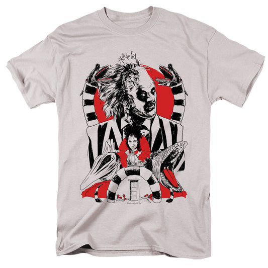 Beetlejuice Beetlejuice Collage Mens T Shirt Silver Officially Licensed