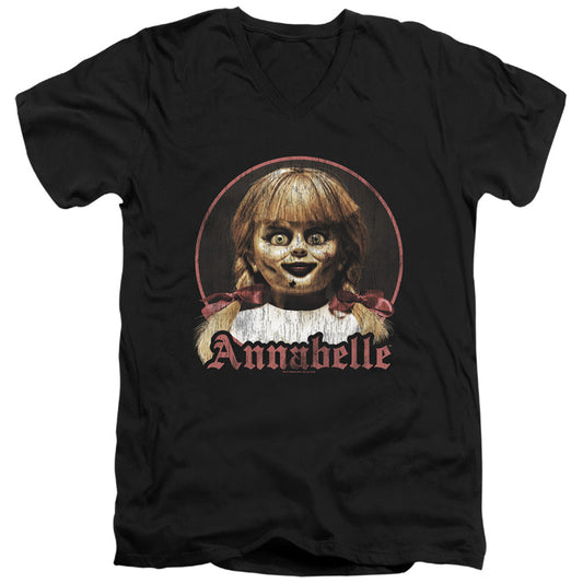 Annabelle Annabelle Portrait Mens Slim Fit V-Neck T Shirt Black Officially Licensed
