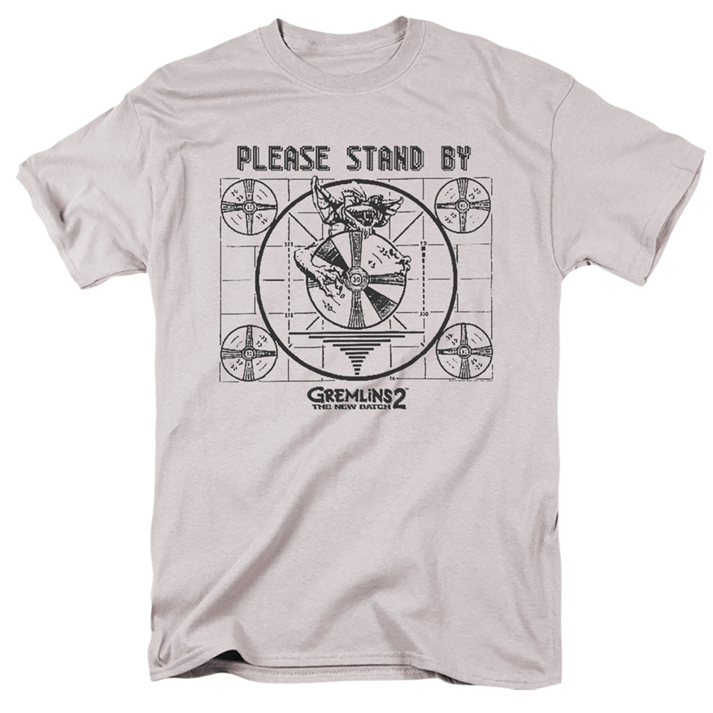 Gremlins 2 Please Stand By Mens T Shirt Silver Officially Licensed